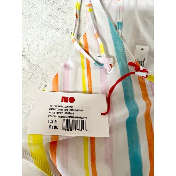 NWT Solid & Striped The Lynn Open Back One Piece Watercolour Stipe Marshmallow M - Picture 5 of 7